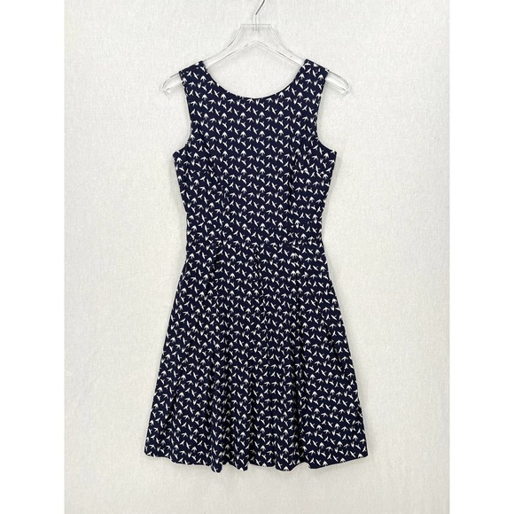 JET Dress Womens Small Navy White Sleeveless Fit and Flare Bird Print Cotton 38 - Picture 1 of 14